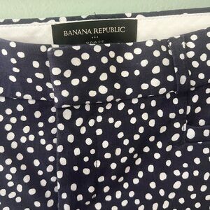 Women's Banana Republic Pants Size 2P Blue White Polka Dot Sloan Crop Slim Ankle